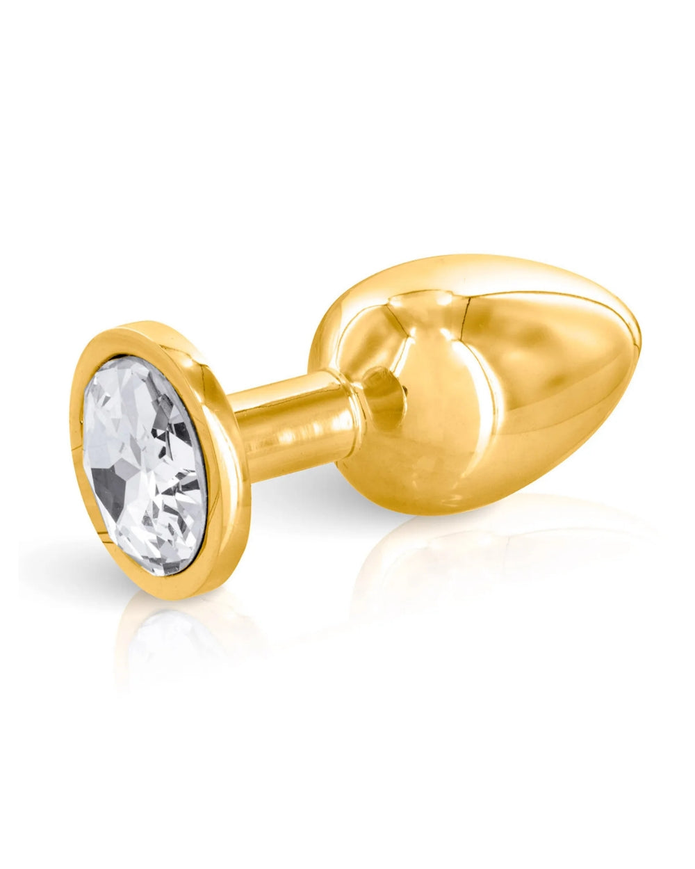 Bijou anal blanc et aluminium doré