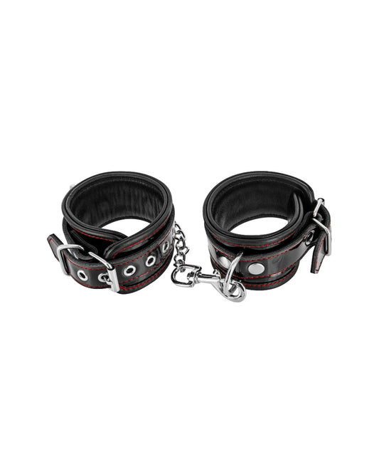 Menottes en cuir laqué noir Fetish Tentation - Love Store Paris